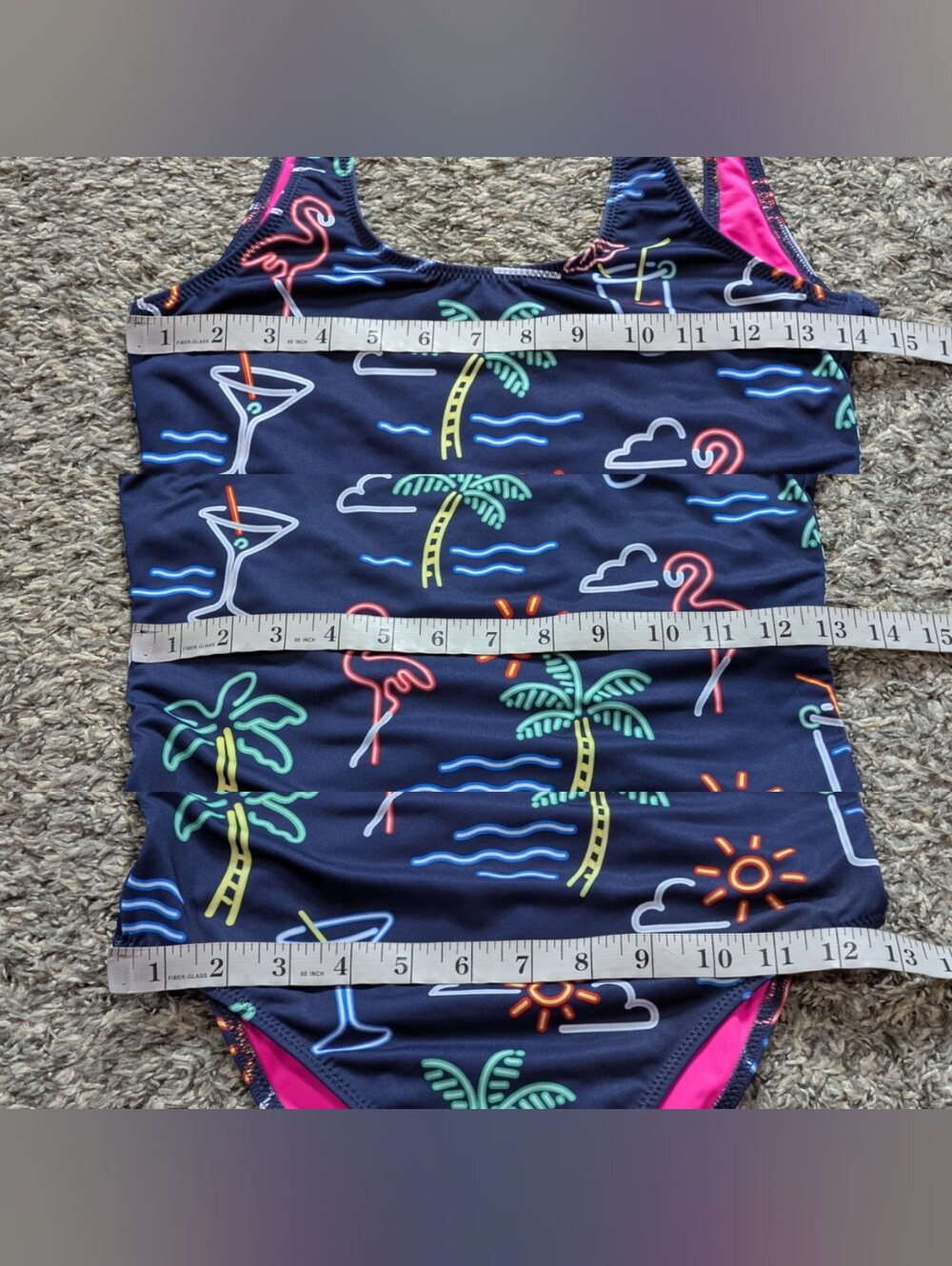 Chubbies The Electric Blue Green Tropical Flamingo Martini Beach Vaca Swimsuit - Picture 6 of 6